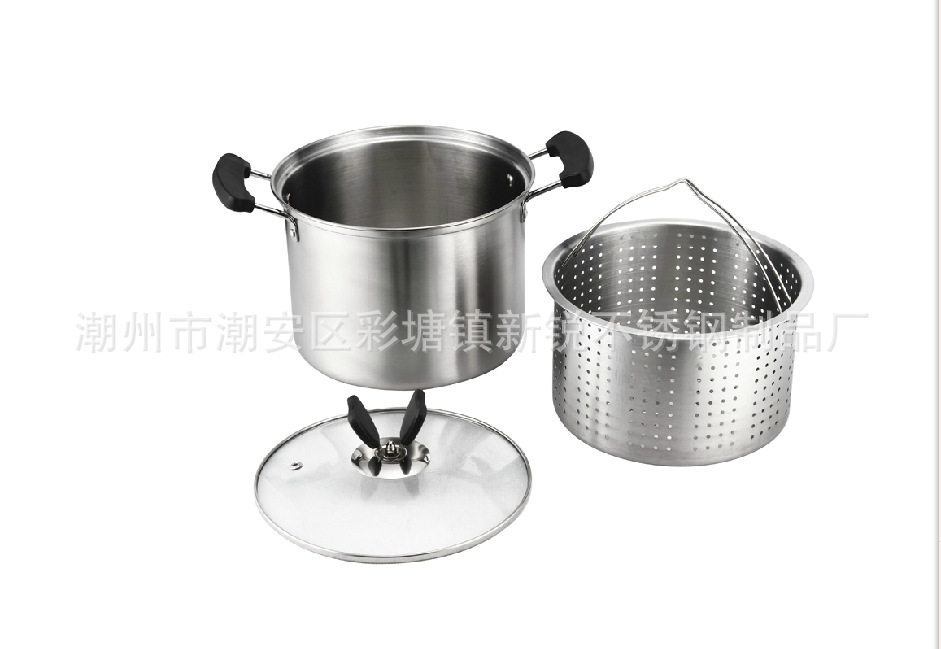不锈钢意粉意面锅双层多用捞面锅煮面条锅出口锅具