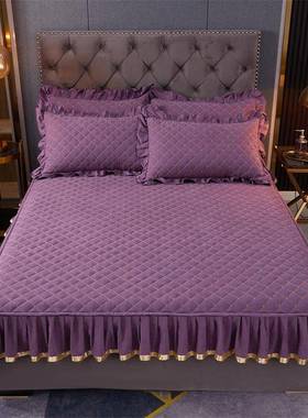 夹棉加厚床笠单件床裙罩三件套保护罩防尘床罩1.2单人1.35米0.9