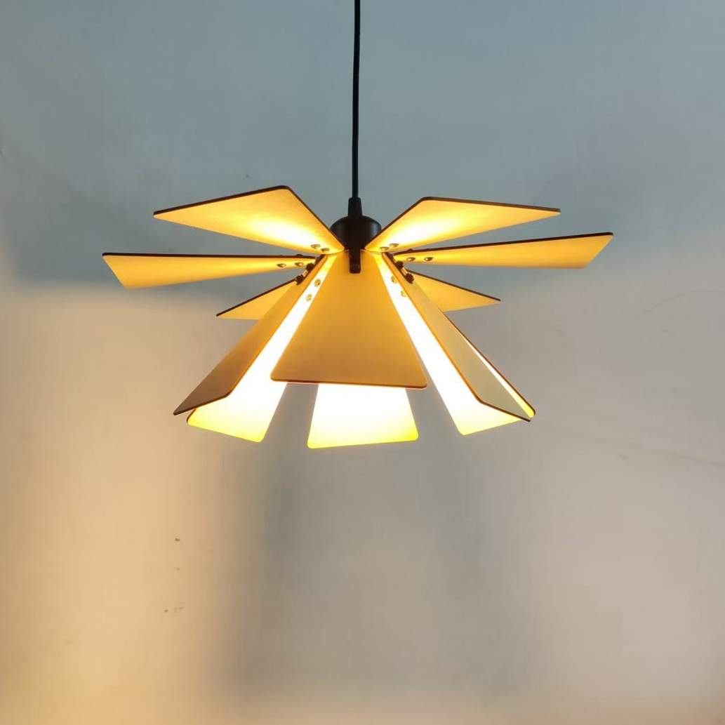 新中式DIY造型木片吊灯雨伞客厅书房茶室餐厅吊灯民宿卧室网红