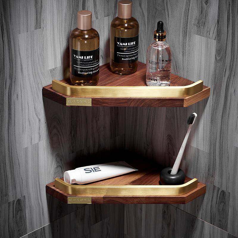 打孔免打钉胡桃木浴室置物架卫生间壁挂转角架厨房调料架三角架,电子/电工,接线端子,淘宝优惠券,粉丝福利购,淘宝优惠卷