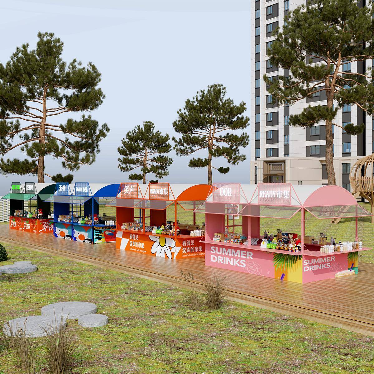 集市促销摊位架户外景区广场活动展示架展会创意摆摊架网红售卖屋