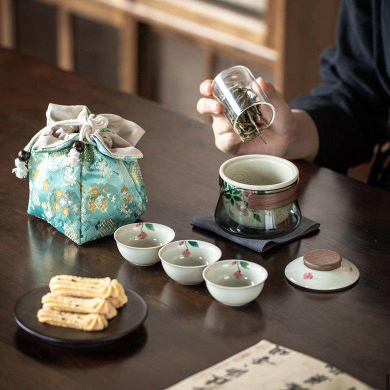 泥人述仿古草木灰手绘花蕊一壶三杯旅行茶具陶瓷玻璃茶具快客杯,纺织面料/辅料/配套,纺织机械配件,淘宝优惠券,粉丝福利购,淘宝优惠卷