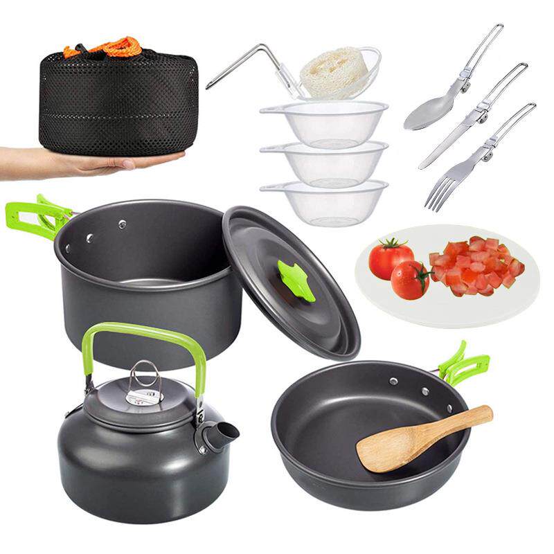 野营组合套装锅具折叠锅公园户外迷你茶壶带砧板炊具便携式菜板