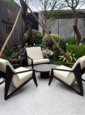 户外沙发简约花园林工程庭院露台铝合金防水家具售楼部室内单人椅