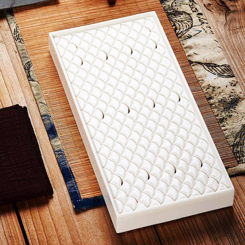 赢匠德化白瓷茶盘陶瓷茶具家用茶托茶海长方形大号茶台日式干泡盘