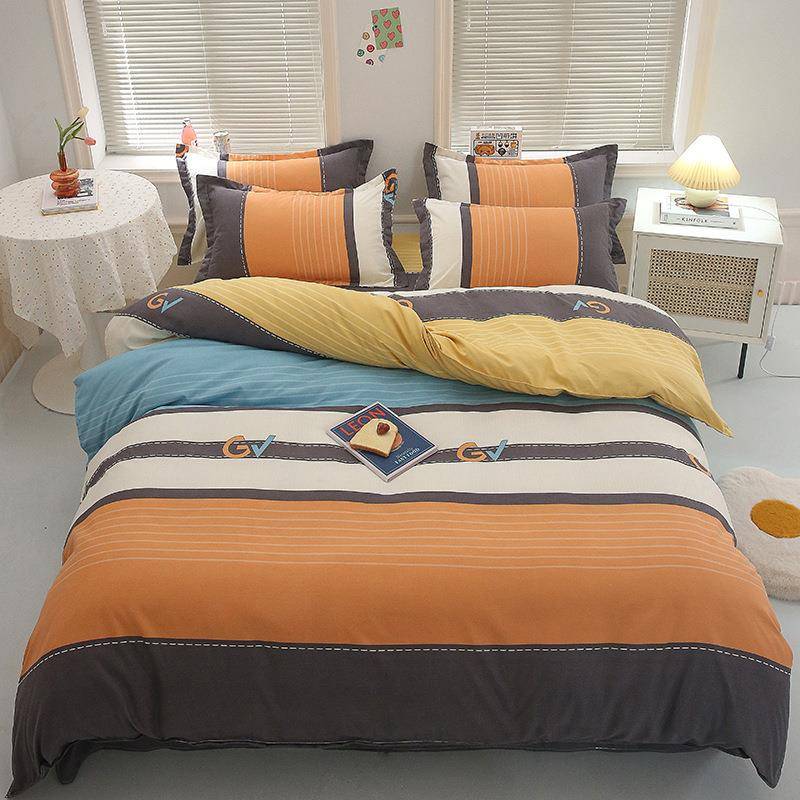 直销2024新款匹马棉140克磨毛印花植物羊绒四件套床