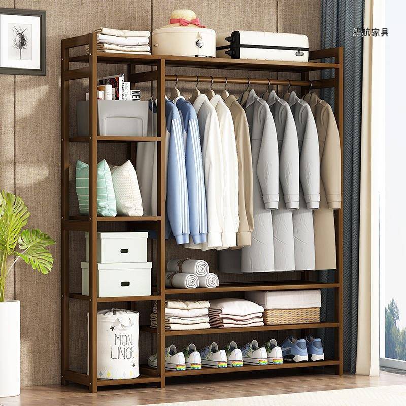 实木落地衣帽架家用卧室挂衣架子衣服置物架简约现代衣柜收纳