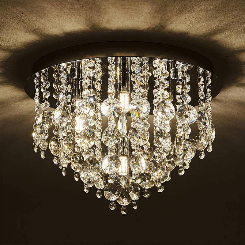 主卧室灯水晶灯圆形现代简约LED灯具家用玄关吸顶灯房间