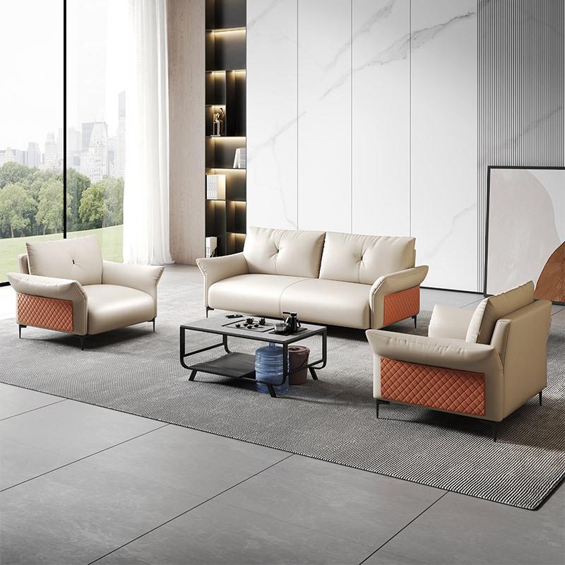办公沙发商务接待现代简约会客单人三人位办公室沙发茶几组合套装