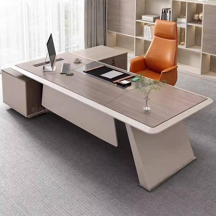 高端大气办公桌老板桌简约现代烤漆大班台轻奢总裁桌经理桌椅单人