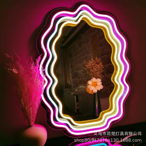 外贸跨境霓虹灯镜面LED装饰氛围灯房间卧室布置灯