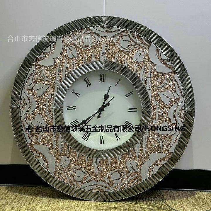 奶油风花朵挂钟客厅时尚个性创意钟表玄关背景装饰画时钟挂墙家用