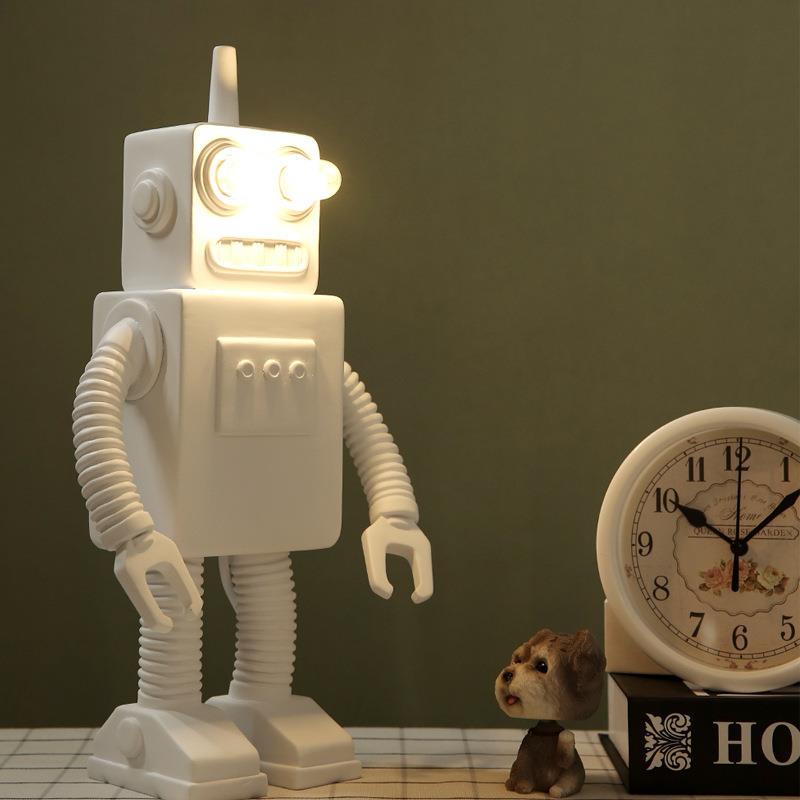 欧美工业时代童年记忆复古工业朋克家居白色树脂摆件机器人