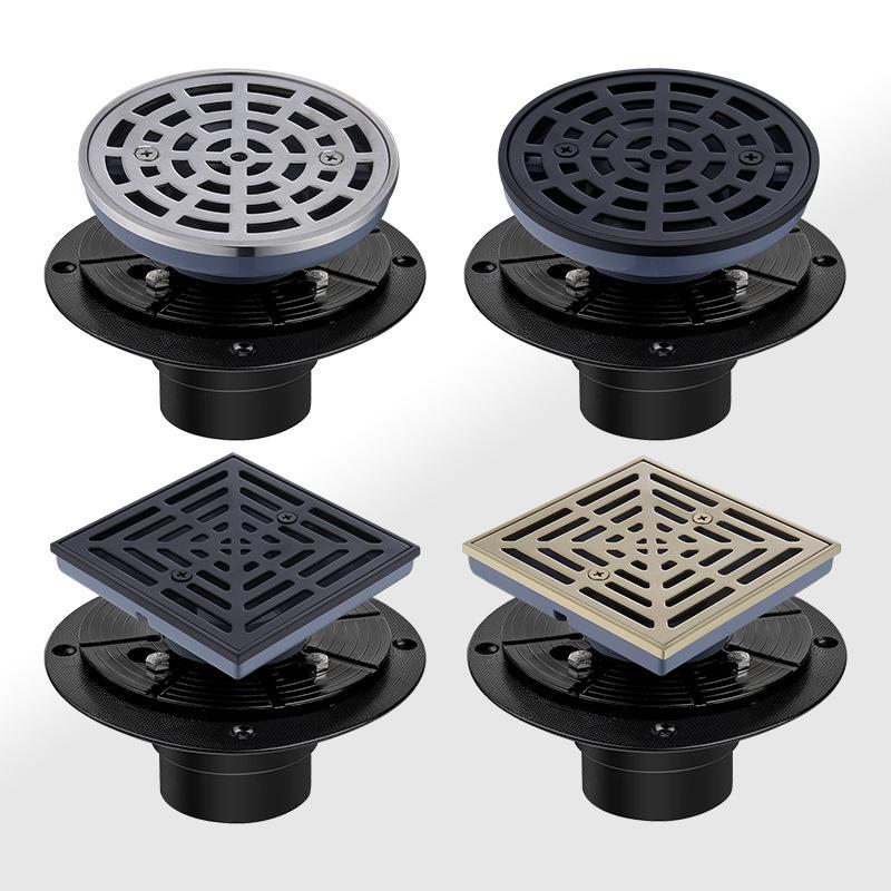 工厂304不锈钢地漏美式带法兰4inch地漏芯隐形防臭地漏