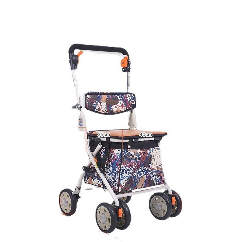 铝合金老年购物车老人手推车买菜代步助行车便携式四轮车可坐折叠