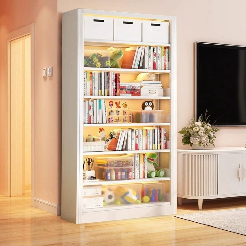 家用图书馆钢制书架落地置物架儿童书柜绘本架客厅简约铁艺储物架