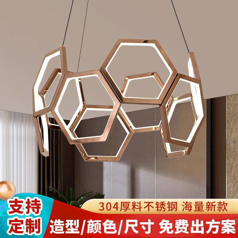 2024年现代简约设计师款餐厅吊灯轻奢几何艺术吧台卧室客厅吊灯