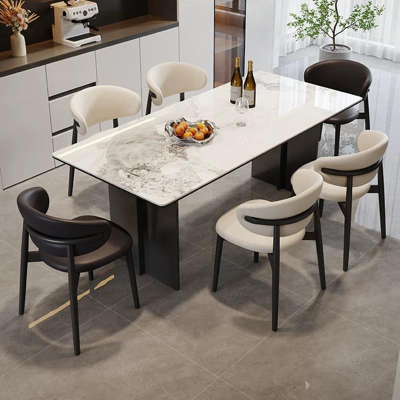 意式极简岩板餐桌椅组合小户型长方形现代简约家用2025新款吃饭桌