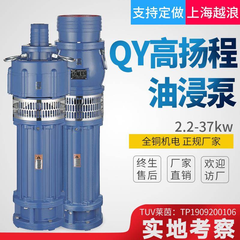 上海越浪QY油浸式潜水泵大流量农田灌溉泵清水喷泉泵380V高扬程