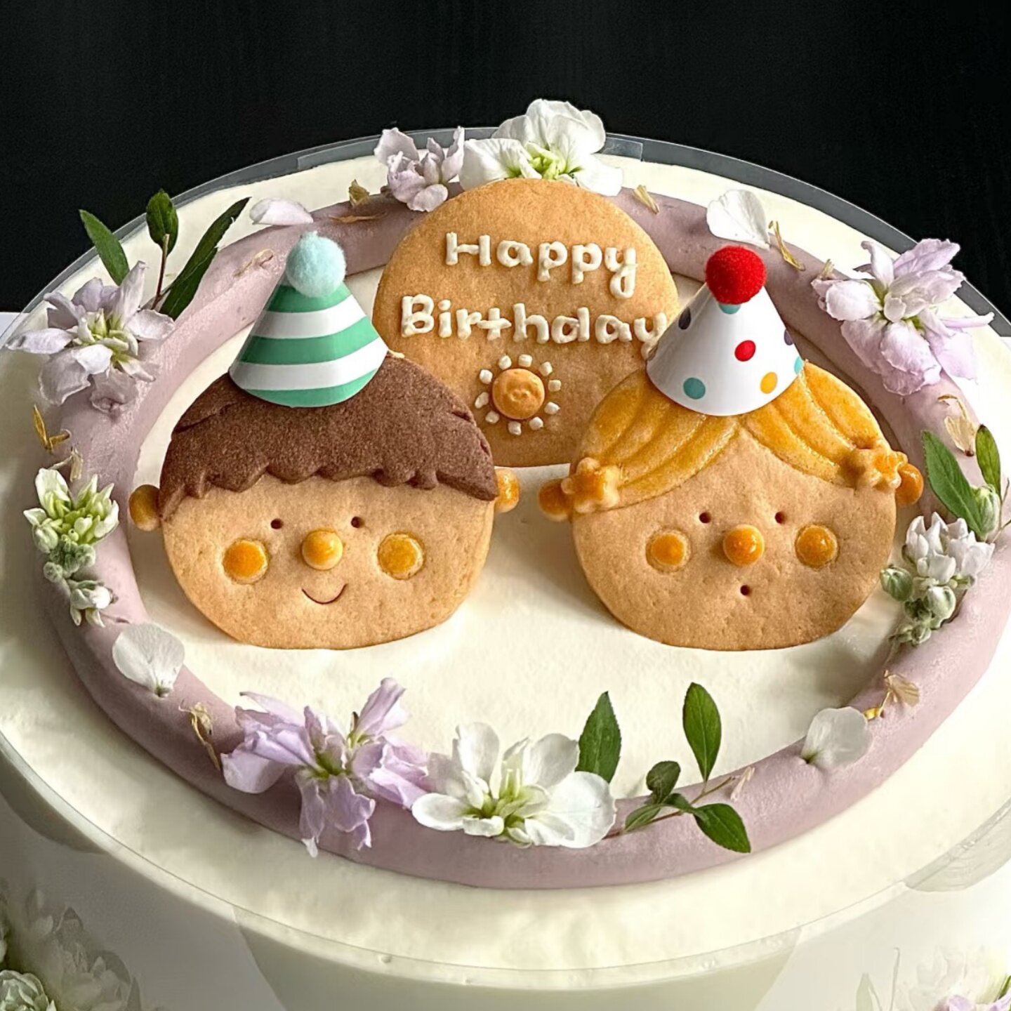 圆形头像娃娃脸男孩女孩情侣创意生日蛋糕装饰伴手礼纪念喜饼饼干