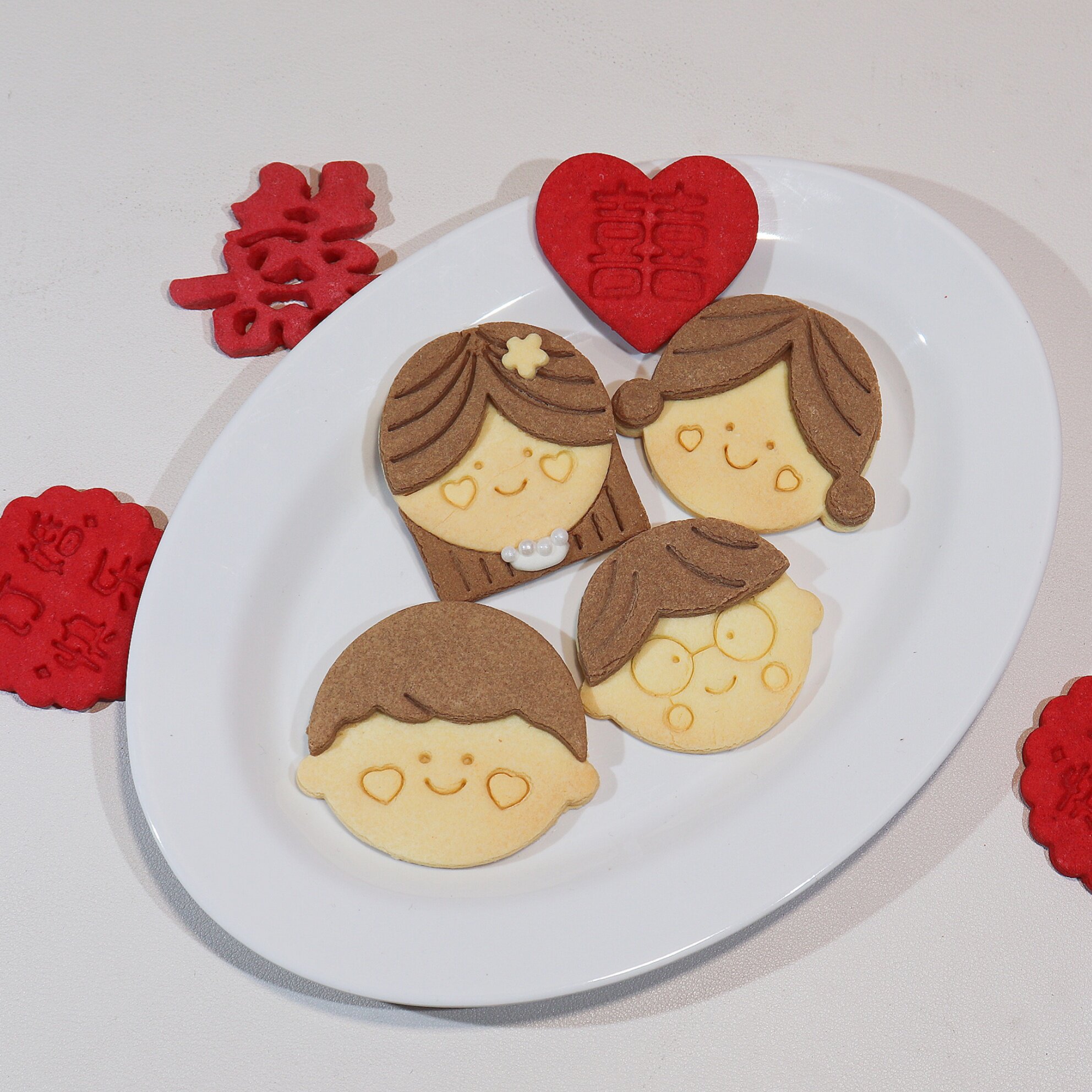 头像娃娃脸情侣创意结婚订婚婚礼婚庆伴郎伴娘伴手礼纪念喜饼饼干