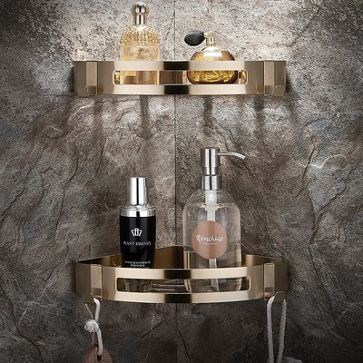 304不锈钢浴室置物架收纳打孔洗手间厕所转角卫生间淋浴房三角架