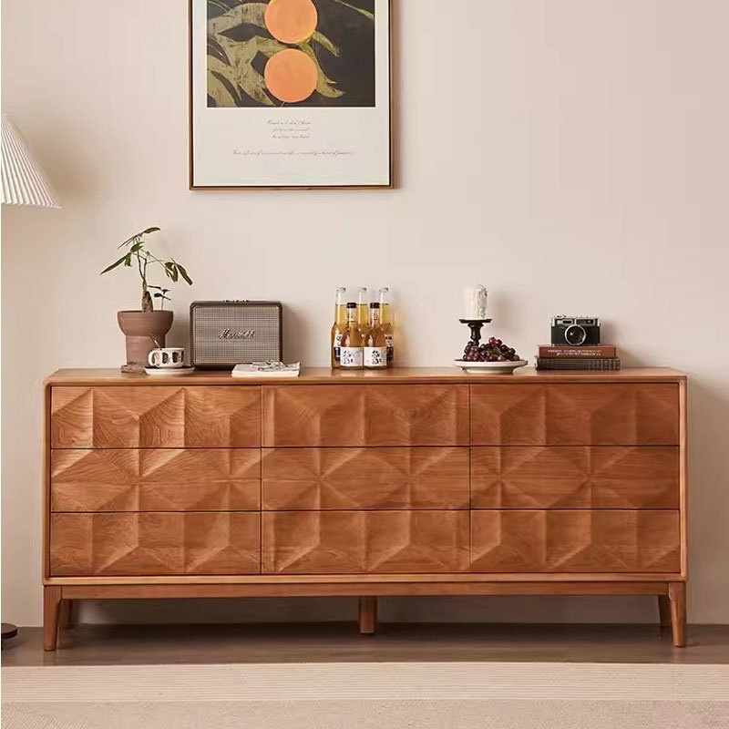 北欧实木九斗柜樱桃木日式客厅收纳储物柜卧室床尾柜靠墙置物边柜