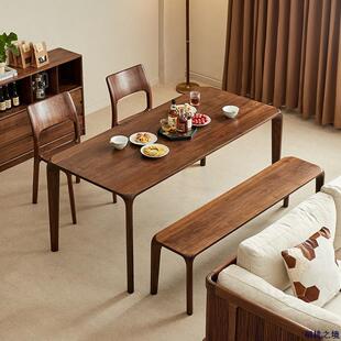 北美黑胡桃木长凳原木条凳榫卯家用床尾长凳设计师实木换鞋凳一体