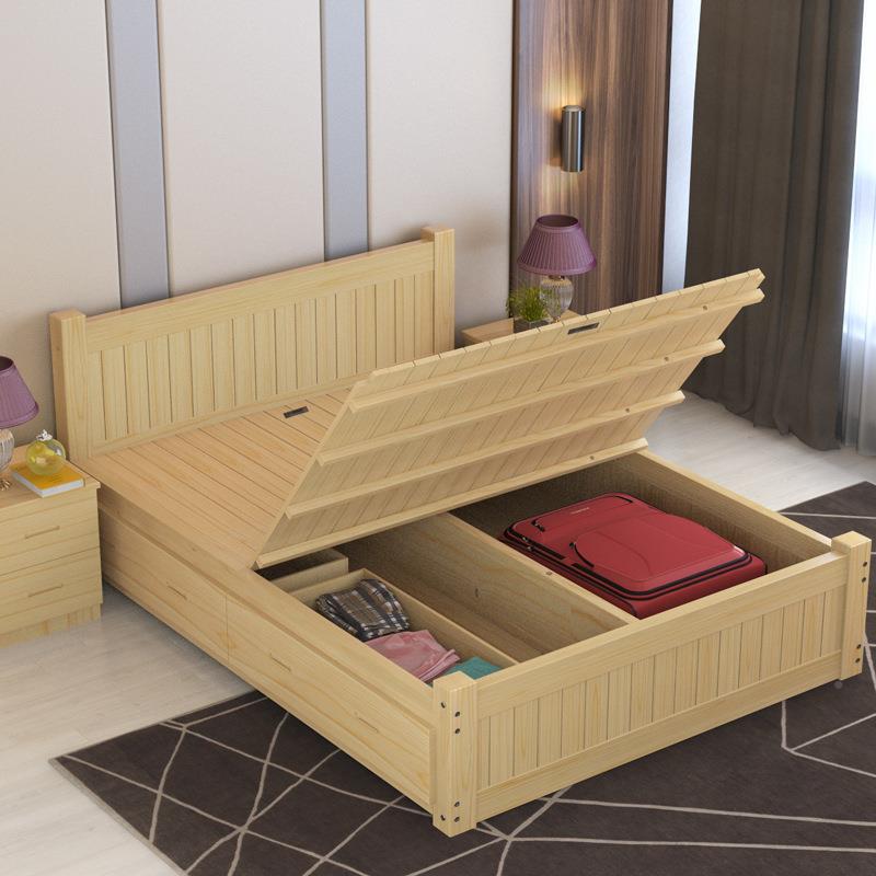 批现代实木床加厚气高箱床1米双F95HTM58人储1.5物箱式收纳压床18