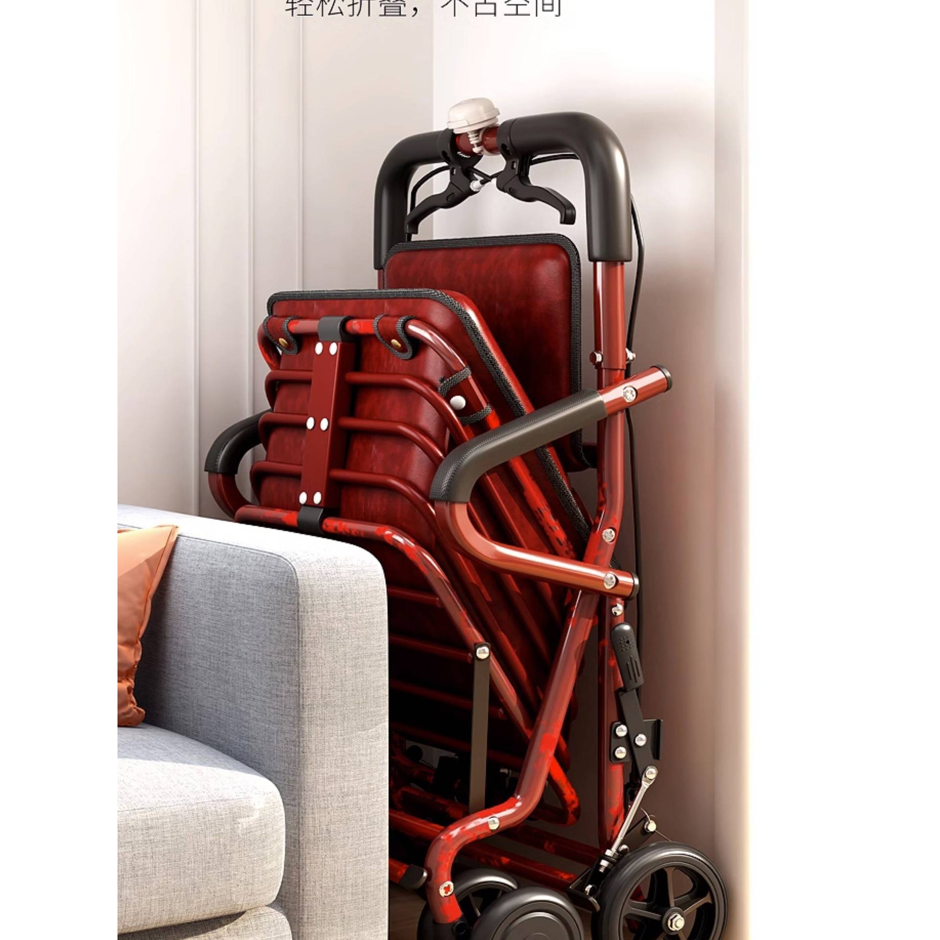 便携家用老人代步车折叠购物座椅可坐四轮买菜助步可推老人手推车