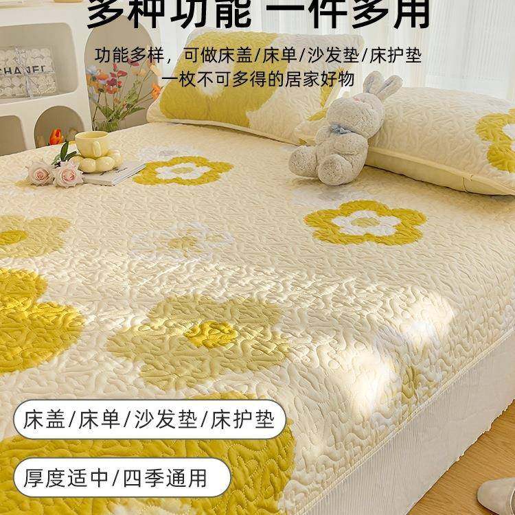 韩榻式纯棉夹床棉盖单件榻米三厚XIO床单炕单四季通用床裙四件套