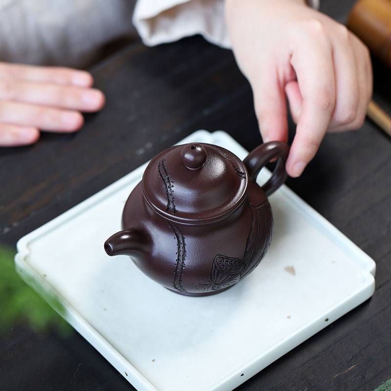 宜兴原矿百目紫泥手工紫砂壶一件起批 雅荷潘壶泡茶壶家用茶具