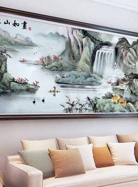 江山如画十字绣202AA21005新款线绣客大厅山画满绣风景手幅工绣自