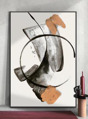 客厅抽挂象装饰画现轻代术奢艺大气玄关卧室墙画落地壁画YRB水墨