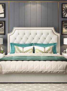 代简约美轻奢HDO布艺床现1.8主卧双人床意式极简家白色软包式卧室