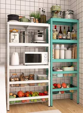 灰绿色厨房落地ILL式微多收层炉波烤箱架子纳架铁艺架