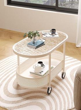 奶油风客厅岩板边家用小推小沙发可移几WPK动茶几简约现车代玻璃