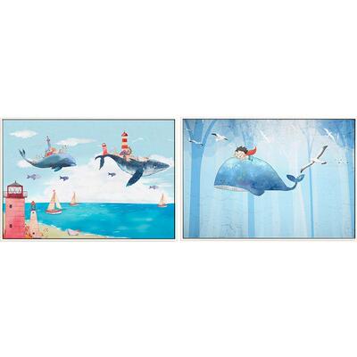 儿童房装饰画室城可爱卡通鲸鱼堡清梦幻房间HLH-1910挂画童趣新床