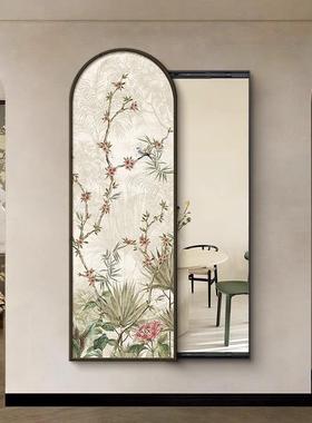 DOA蝶图可复古古风玄关装画挂画镜子全身穿百衣推拉饰壁镜画中隐