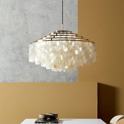 浪漫法式轻奢天然贝壳吊灯复古卧室风铃女孩房间设计师客厅吊灯