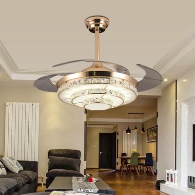 隐形风灯扇客用厅餐厅卧室家吊三FSD0022色色变光吊扇灯带LED灯风