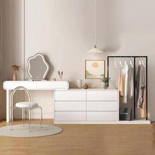 轻奢实木烤漆梳妆台斗柜妆台柜一体带衣帽架约卧斗室简现代梳床尾