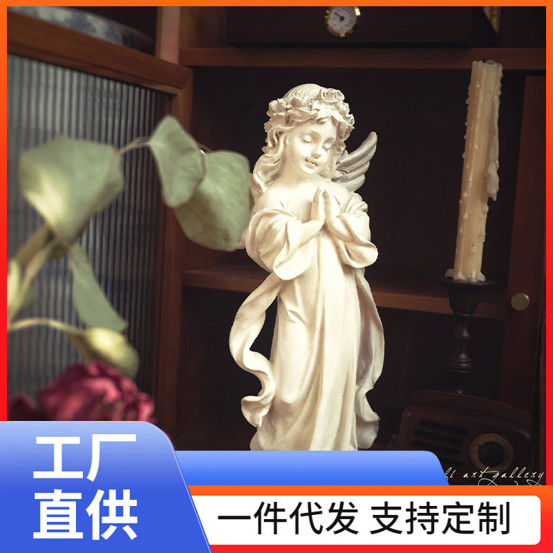 ?爱丽丝天使复古迎宾大型落地摆件托盘美式家居装饰品法式软装