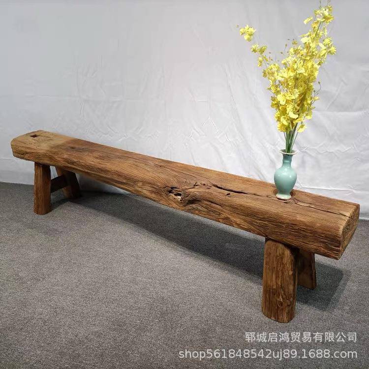 老榆木茶几原木旧门板实木茶桌风化禅意茶台矮飘窗桌子家具
