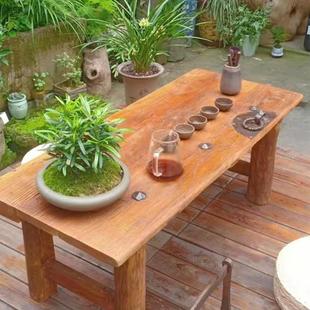 老榆木实木板复古茶桌风化GML桌凳餐桌条家榻用原木面茶桌几榻米