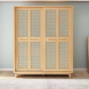 实藤编衣柜日用门式 收纳柜DTD木子家衣橱卧室民宿家具两推拉 组装