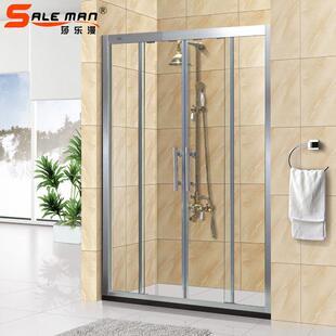 直工销简易淋浴房一字形浴室一一活固合金隔断玻YFW璃程淋铝浴房