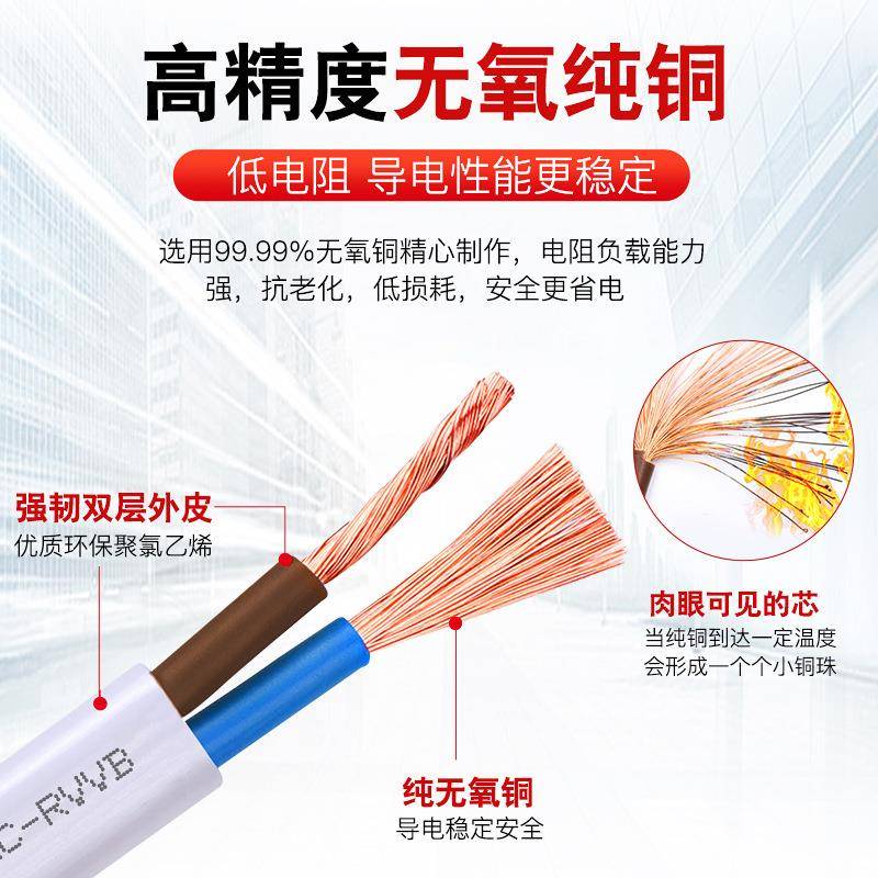 广州珠江RVVB电线芯/./.平方阻燃平行线信号护套软电线