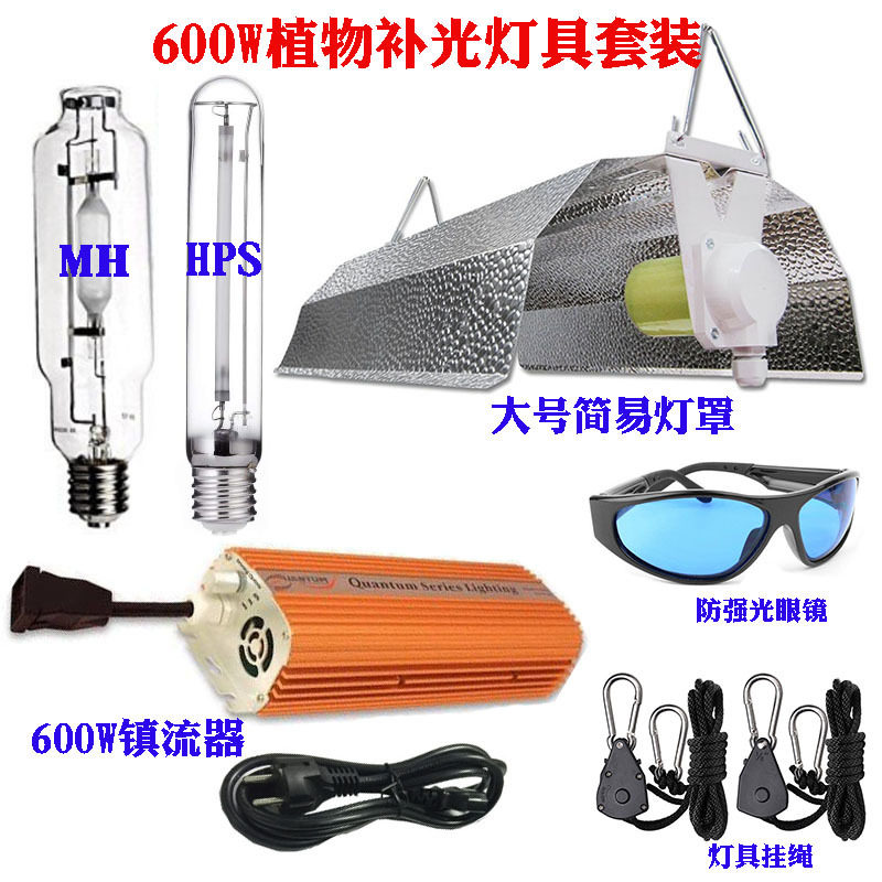 欧洲出口600W电子镇流器 简易灯罩 植物生长补光灯具套装种植补光