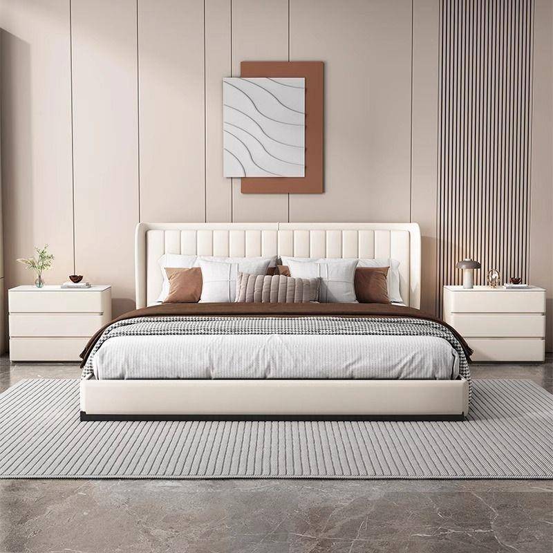 奶风全实木床头柜大FRU尺油家用轻奢新寸款简约现代三斗边卧室床